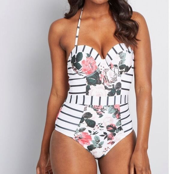 Modcloth Harper floral one piece swimsuit NWT - Picture 1 of 5